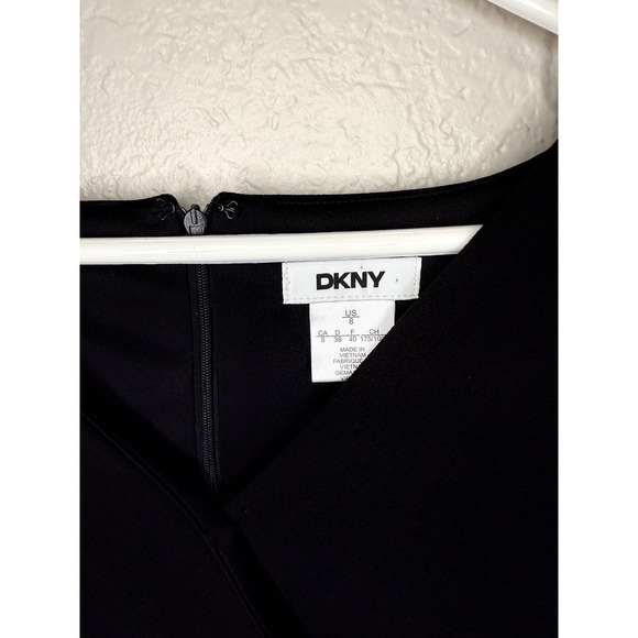 DKNY Black Ruffle Wrap Dress Long Sleeve Party Cocktail Women's - Picture 3 of 4